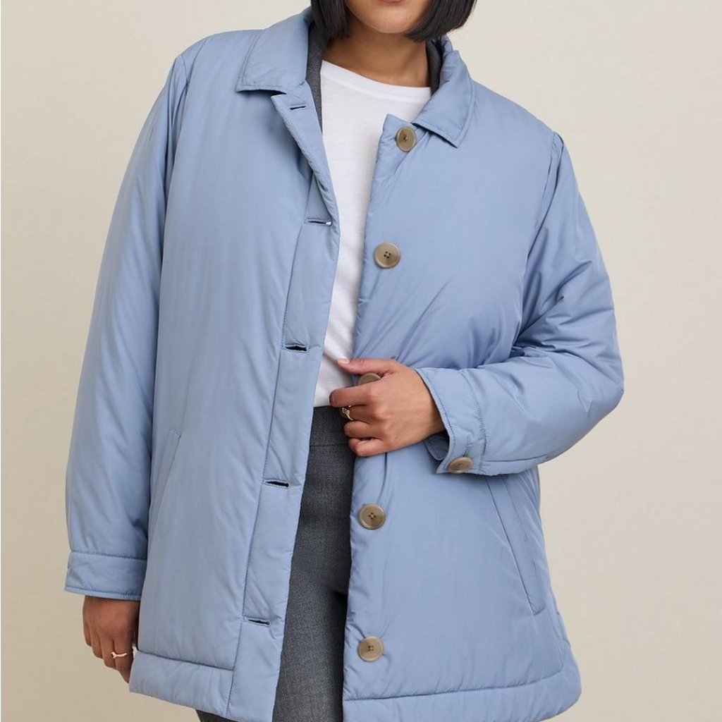 Torrid Jacket 4x Blue Shacket Puffer Coat Poly Fill Buttoned Pockets Plus Size